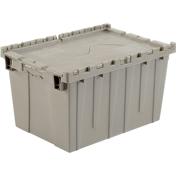 Distribution Container With Hinged Lid, 21-7/8x15-1/4x12-7/8, Gray